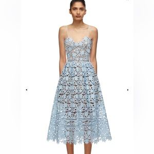 NWT Self Portrait Azaelea textured lace blue dress size 0